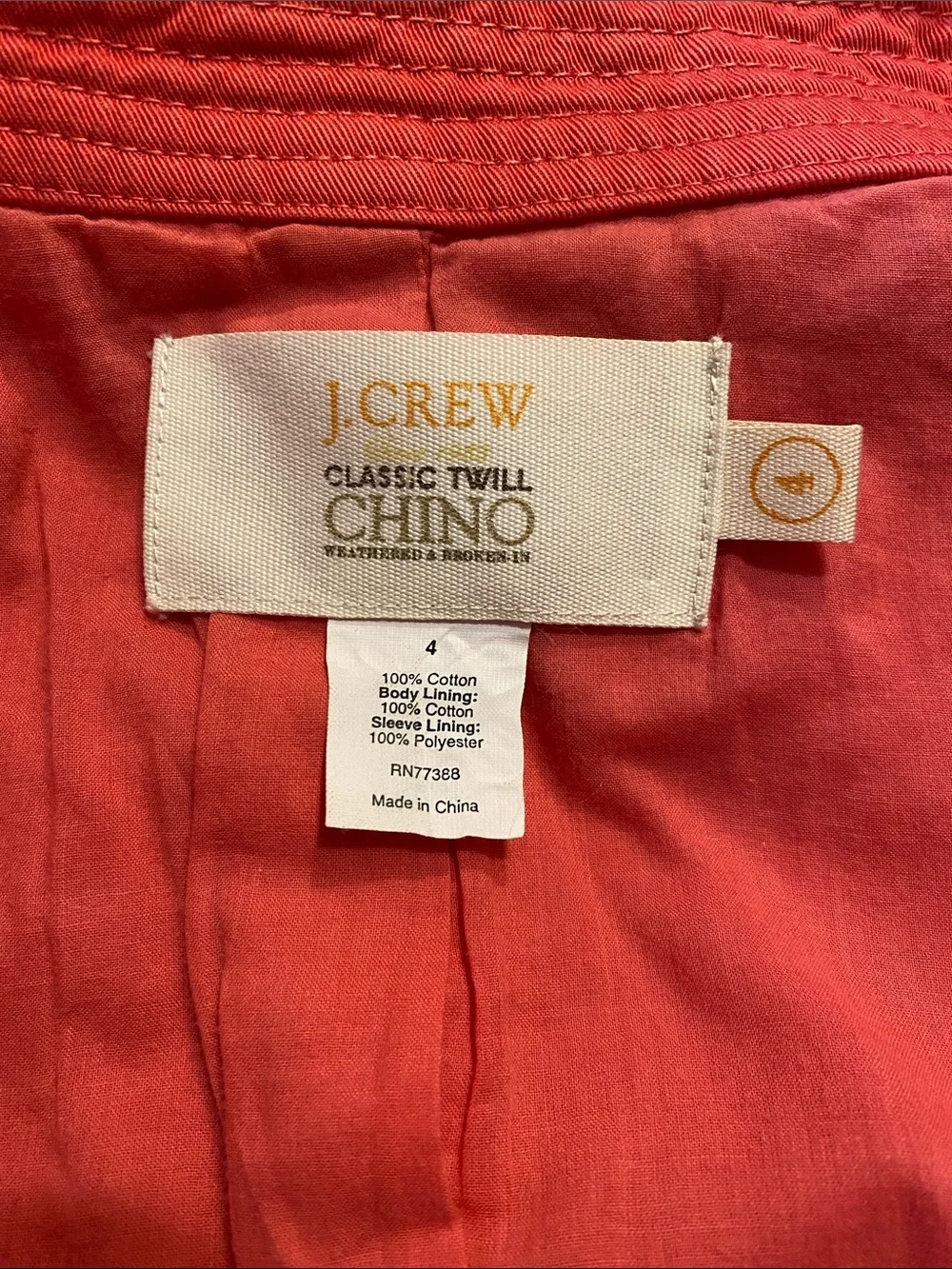 J. Crew strawberry ice pink cotton twill cropped chino Colette jacket